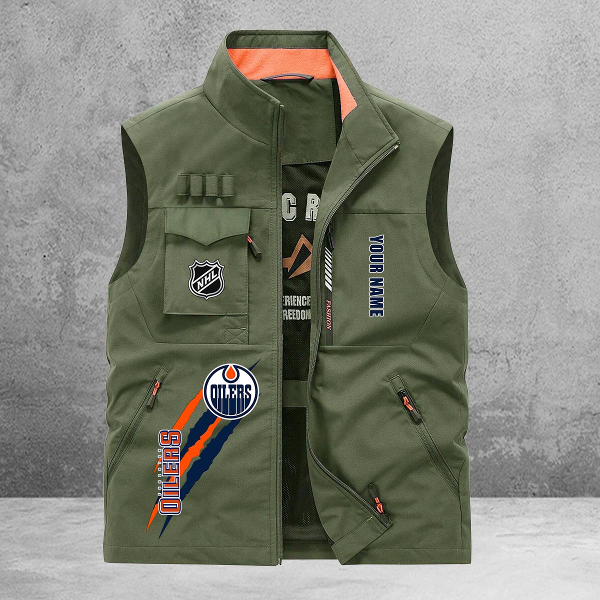 Edmonton Oilers New Personalized Multi-Pockets Vest AZBTMPV000188