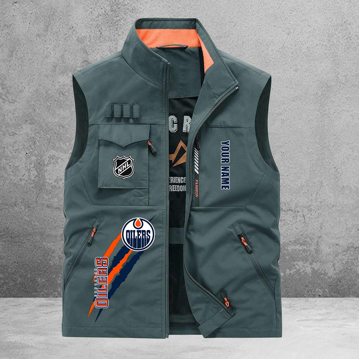 Edmonton Oilers New Personalized Multi-Pockets Vest AZBTMPV000188