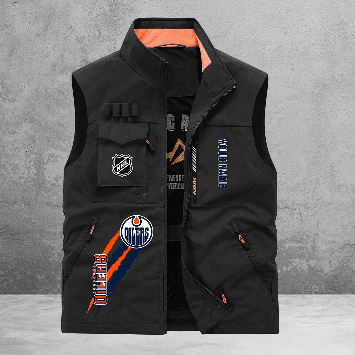 Edmonton Oilers New Personalized Multi-Pockets Vest AZBTMPV000188