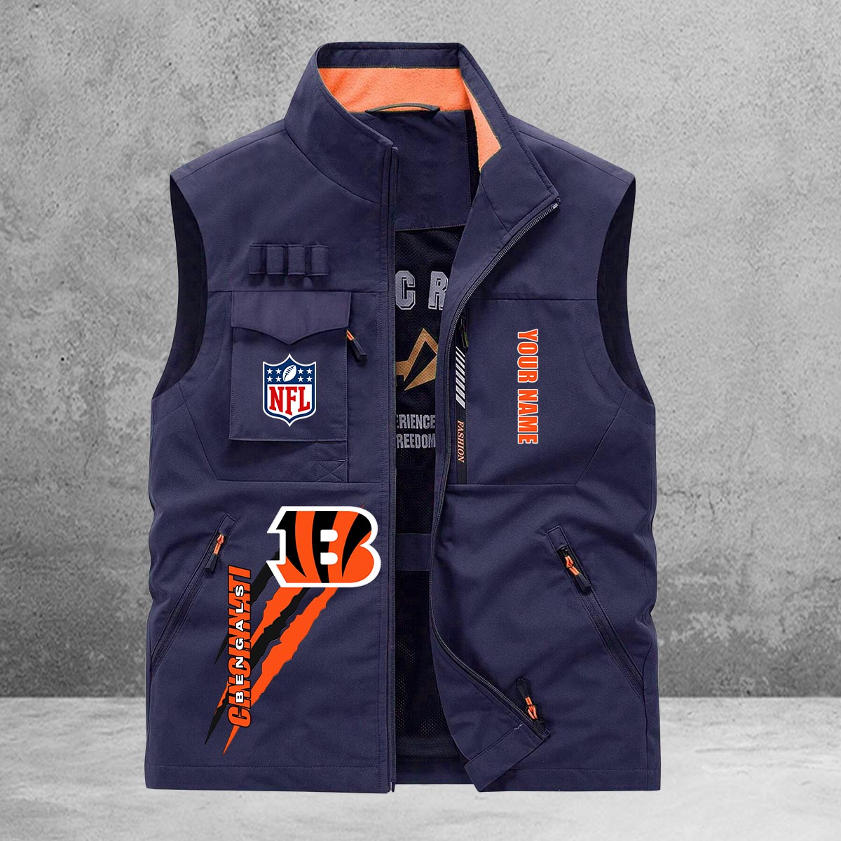 Cincinnati Bengals New Personalized Multi-Pockets Vest AZBTMPV000157