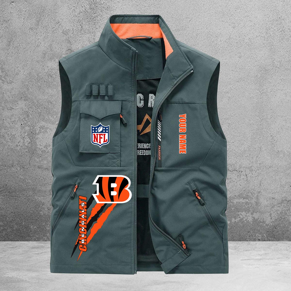 Cincinnati Bengals New Personalized Multi-Pockets Vest AZBTMPV000157