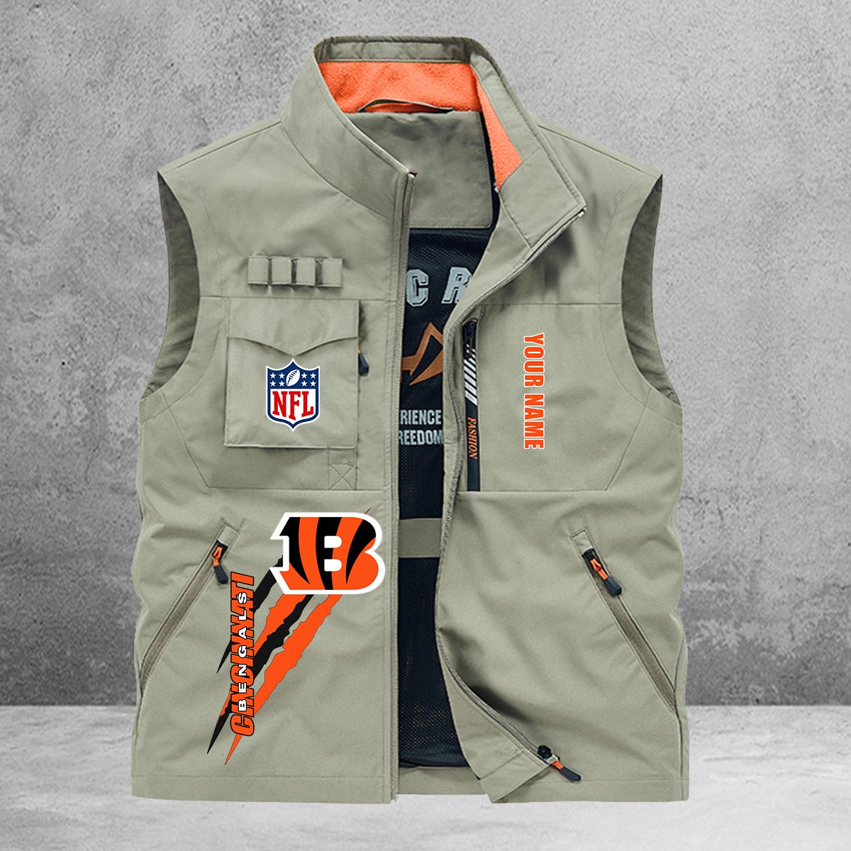 Cincinnati Bengals New Personalized Multi-Pockets Vest AZBTMPV000157