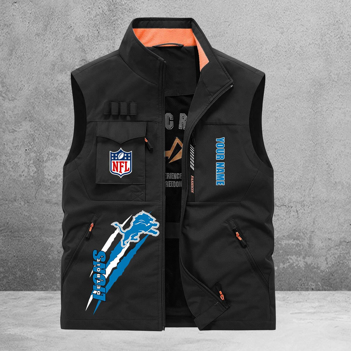 Detroit Lions New Personalized Multi-Pockets Vest AZBTMPV000158