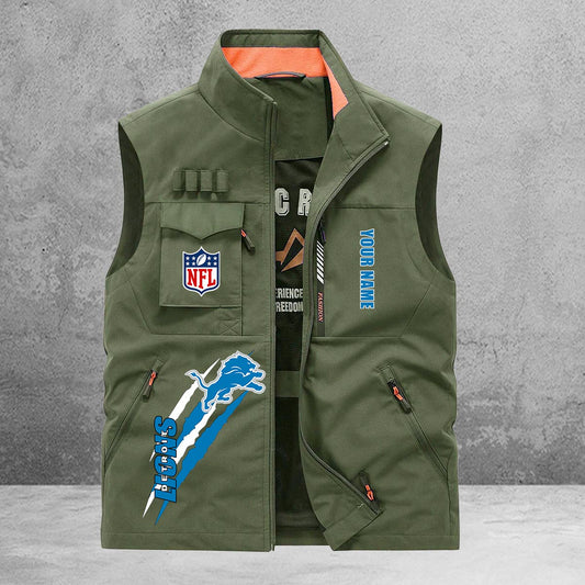 Detroit Lions New Personalized Multi-Pockets Vest AZBTMPV000158
