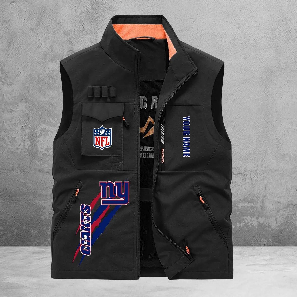 New York Giants New Personalized Multi-Pockets Vest AZBTMPV000160