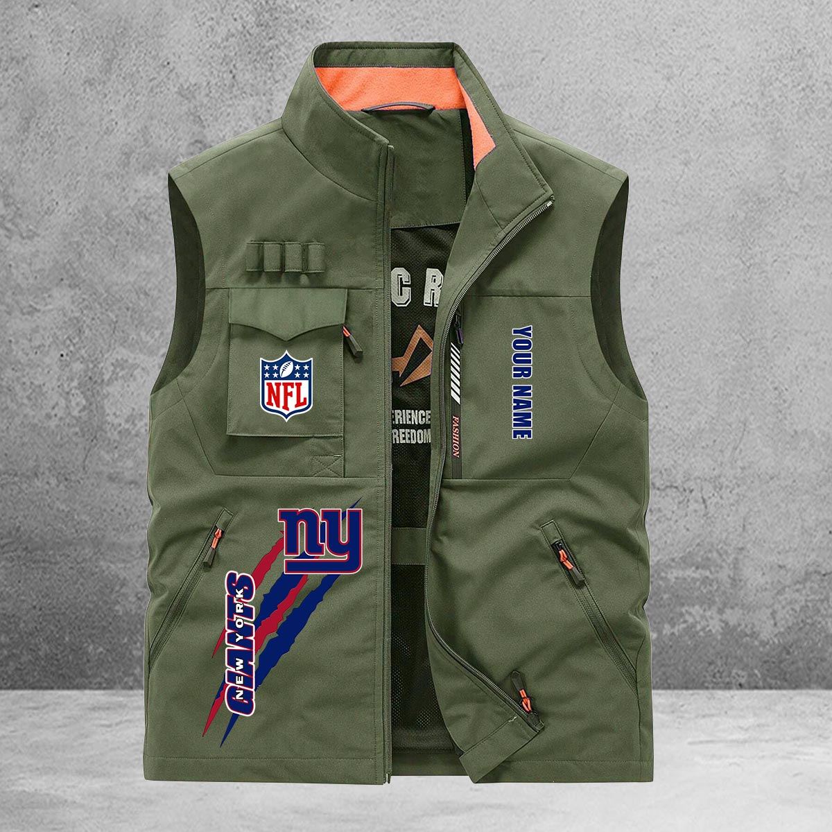 New York Giants New Personalized Multi-Pockets Vest AZBTMPV000160