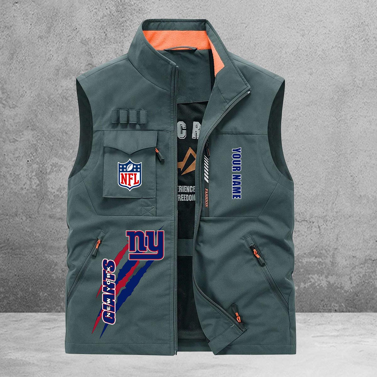 New York Giants New Personalized Multi-Pockets Vest AZBTMPV000160