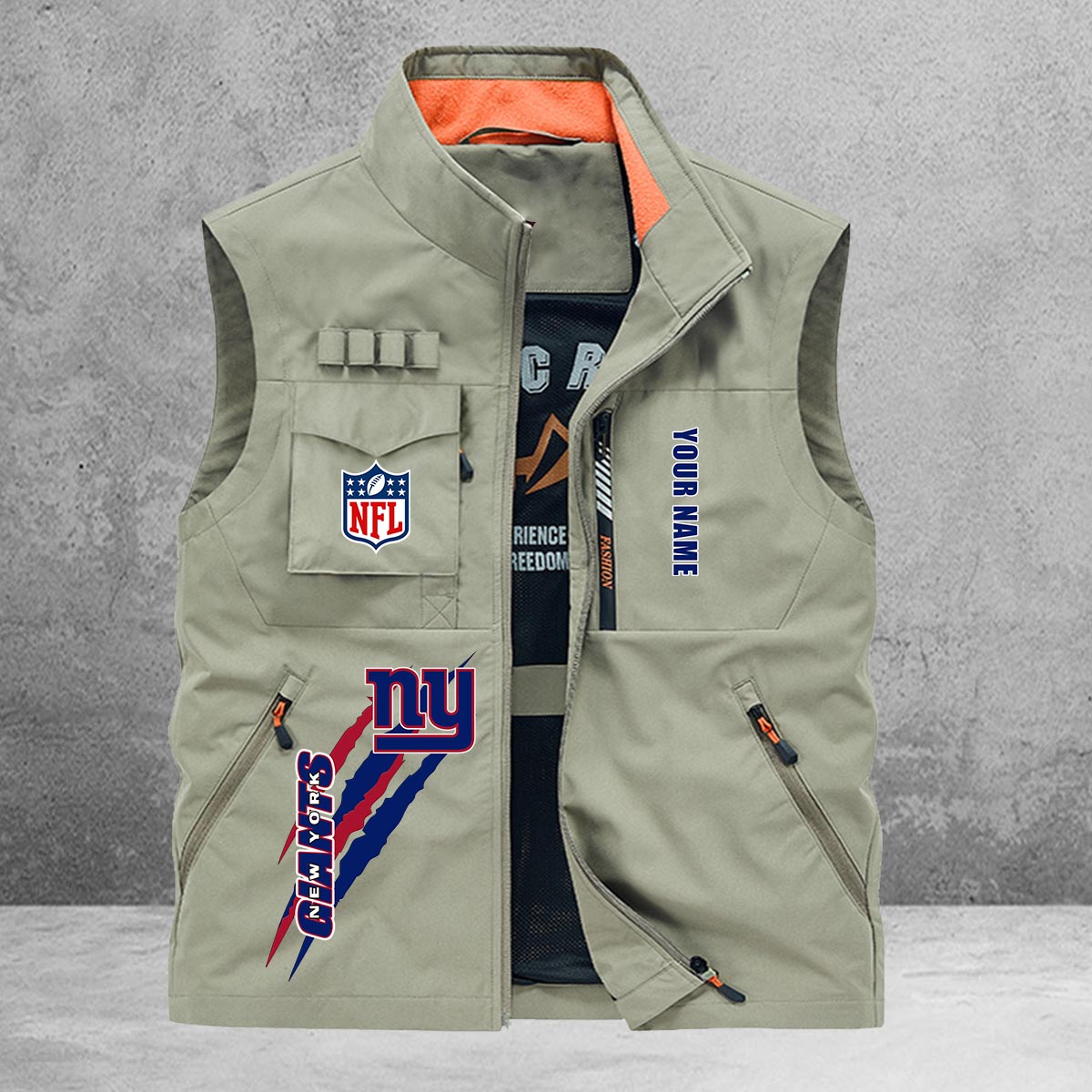 New York Giants New Personalized Multi-Pockets Vest AZBTMPV000160