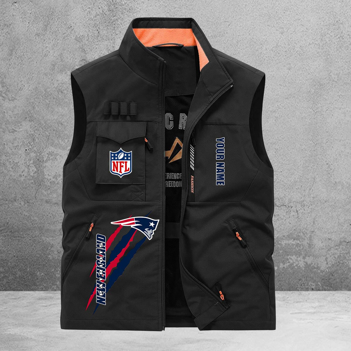 New England Patriots New Personalized Multi-Pockets Vest AZBTMPV000161