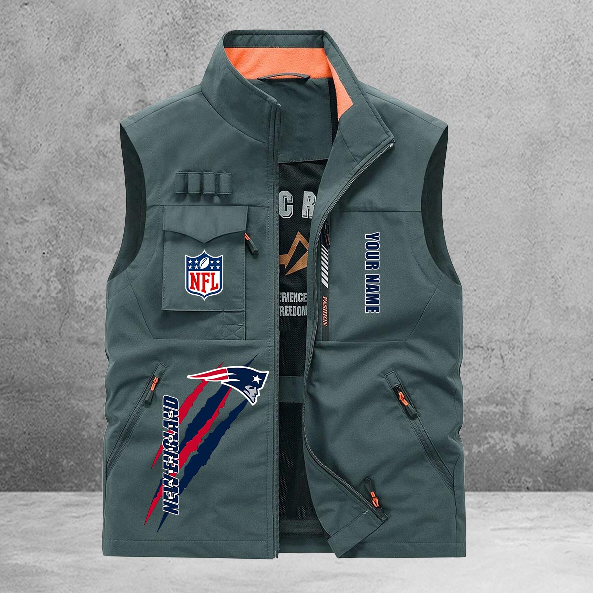 New England Patriots New Personalized Multi-Pockets Vest AZBTMPV000161