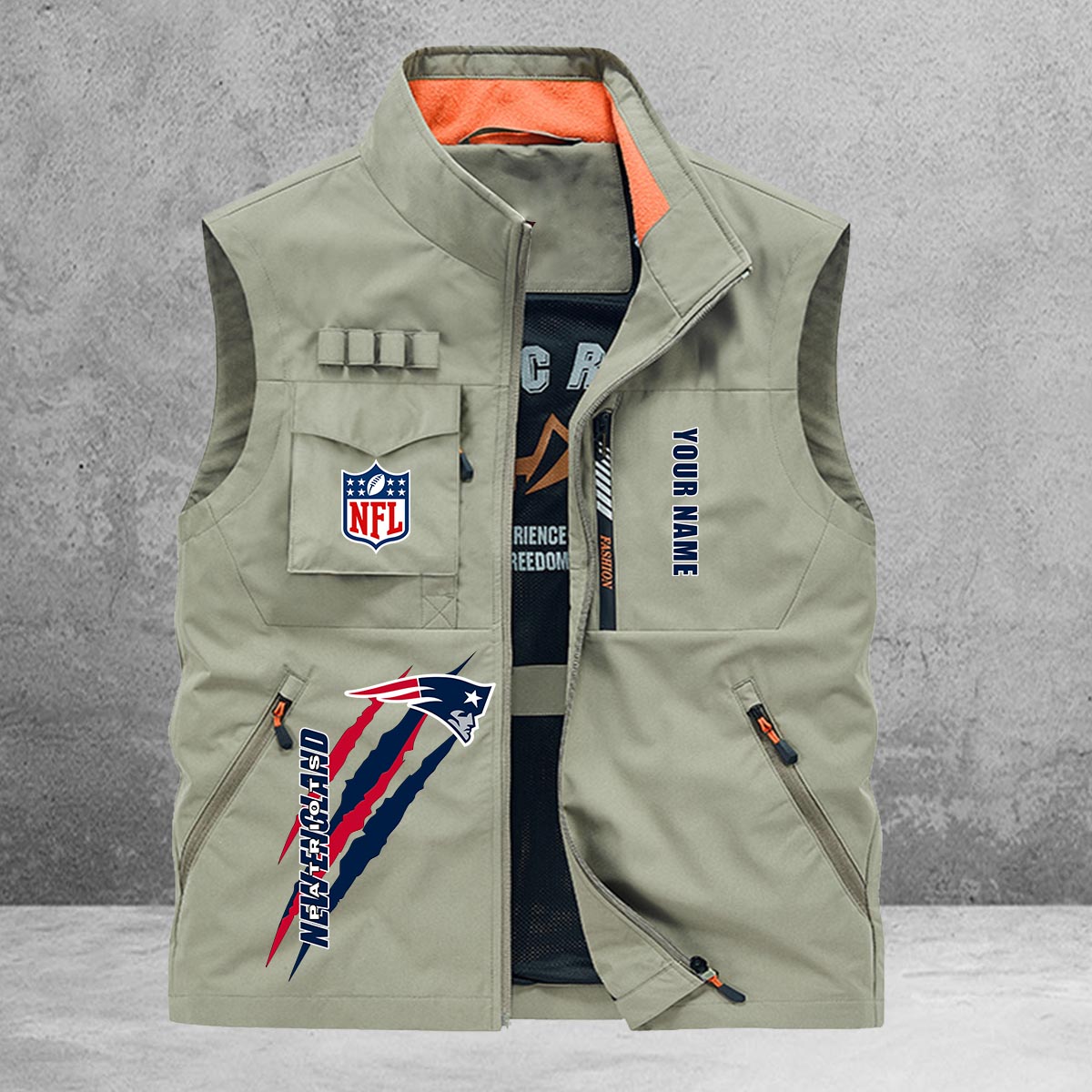 New England Patriots New Personalized Multi-Pockets Vest AZBTMPV000161