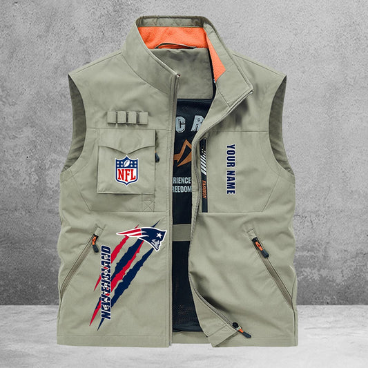 New England Patriots New Personalized Multi-Pockets Vest AZBTMPV000161