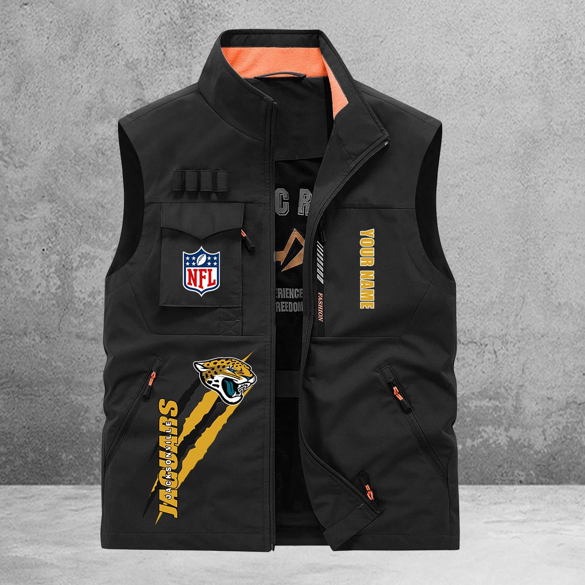 Jacksonville Jaguars New Personalized Multi-Pockets Vest AZBTMPV000168