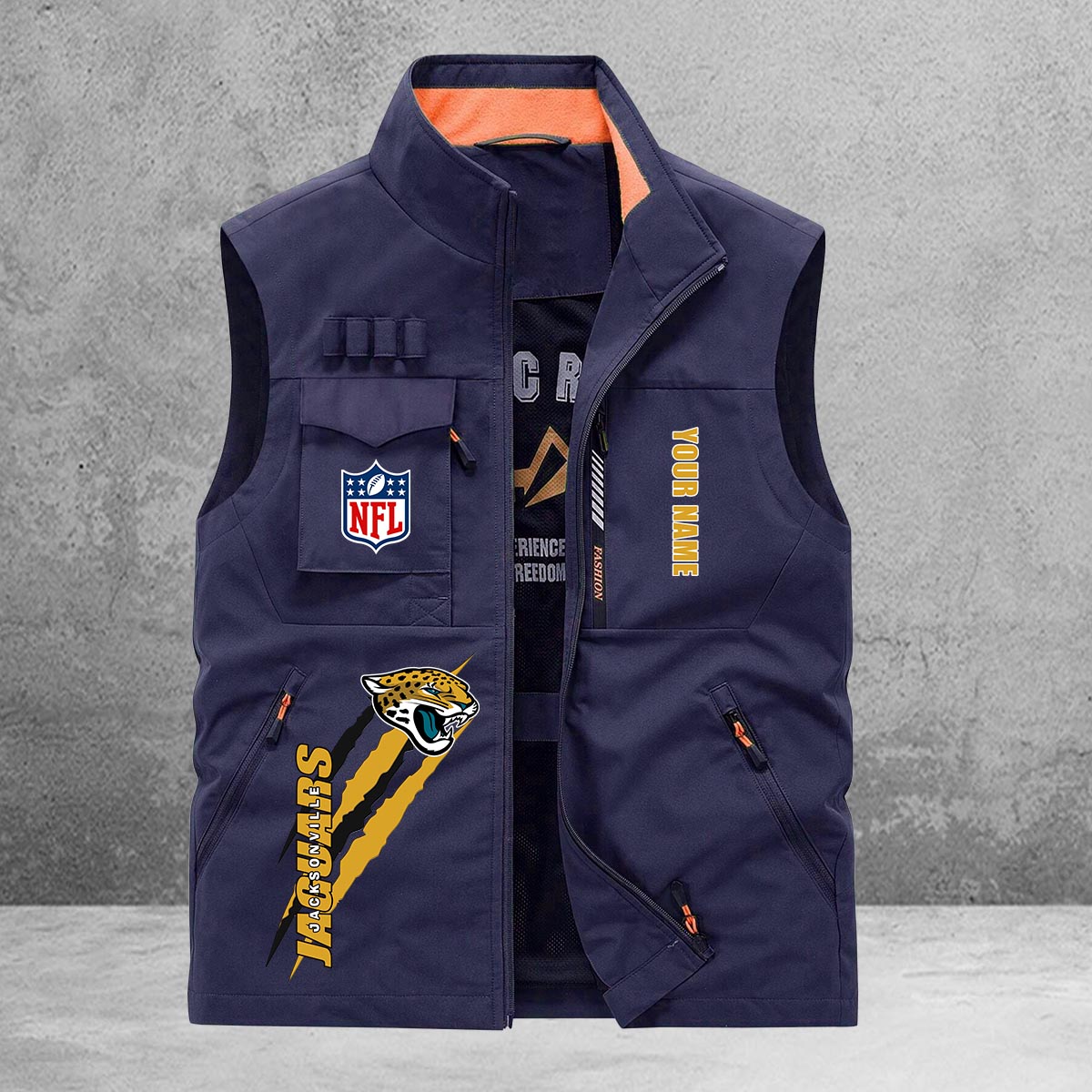 Jacksonville Jaguars New Personalized Multi-Pockets Vest AZBTMPV000168
