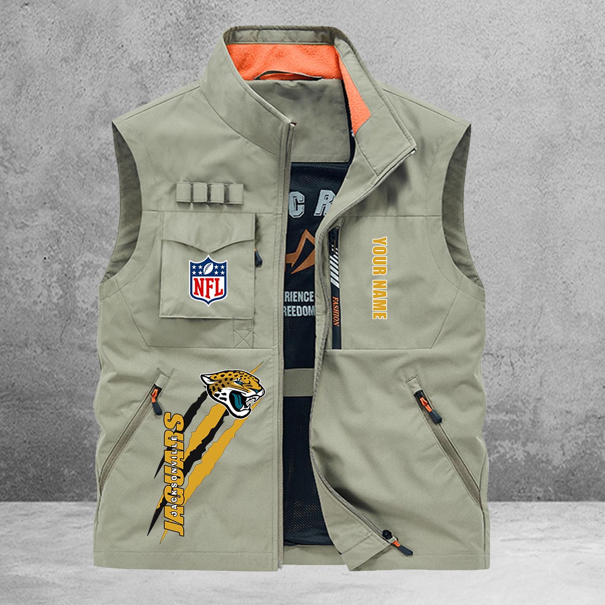Jacksonville Jaguars New Personalized Multi-Pockets Vest AZBTMPV000168