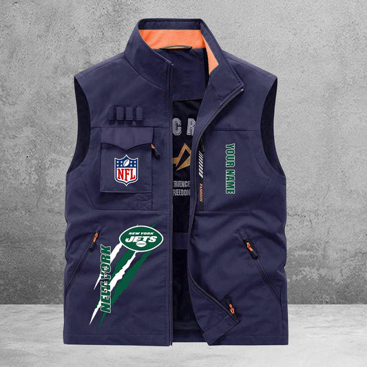 New York Jets New Personalized Multi-Pockets Vest AZBTMPV000162