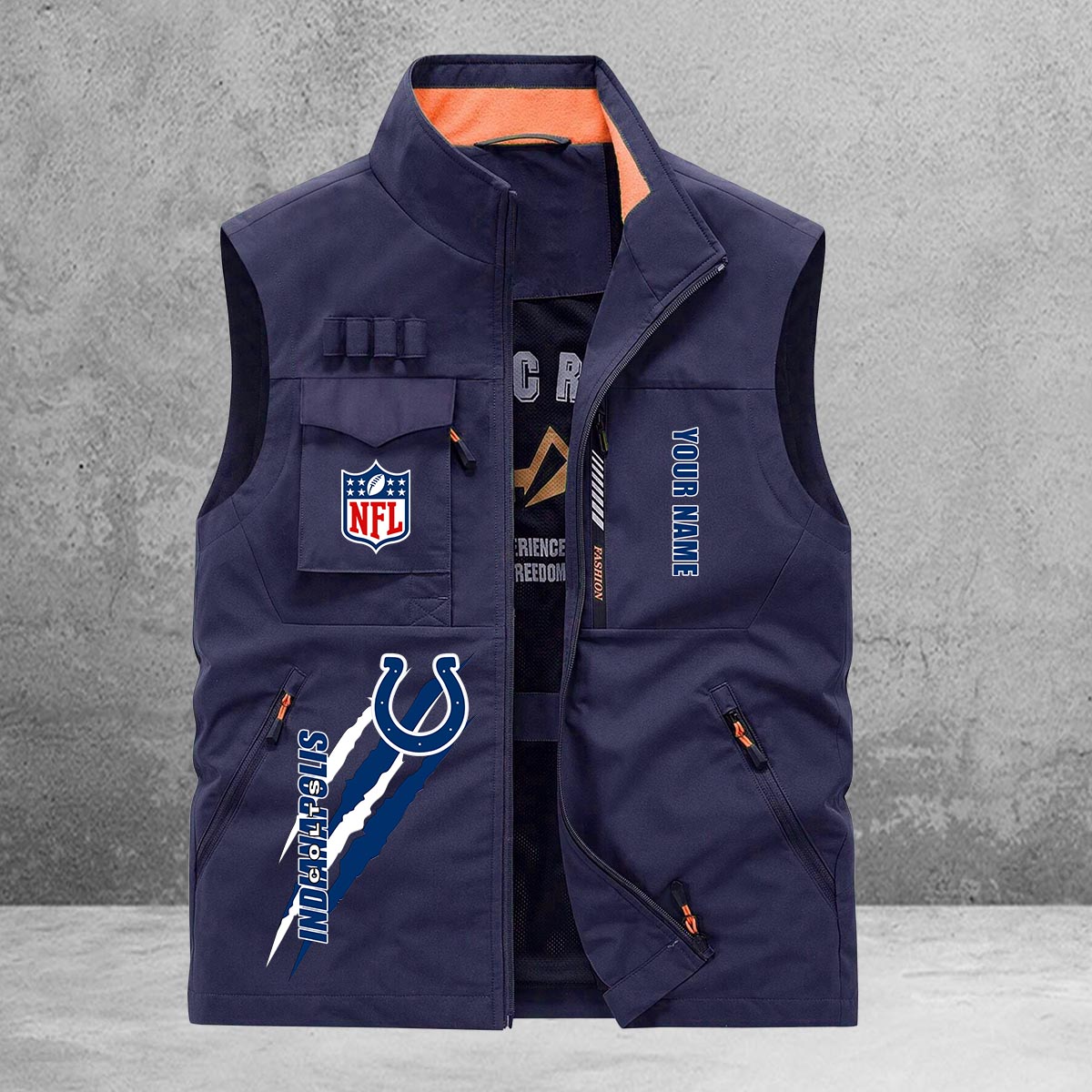 Indianapolis Colts New Personalized Multi-Pockets Vest AZBTMPV000163