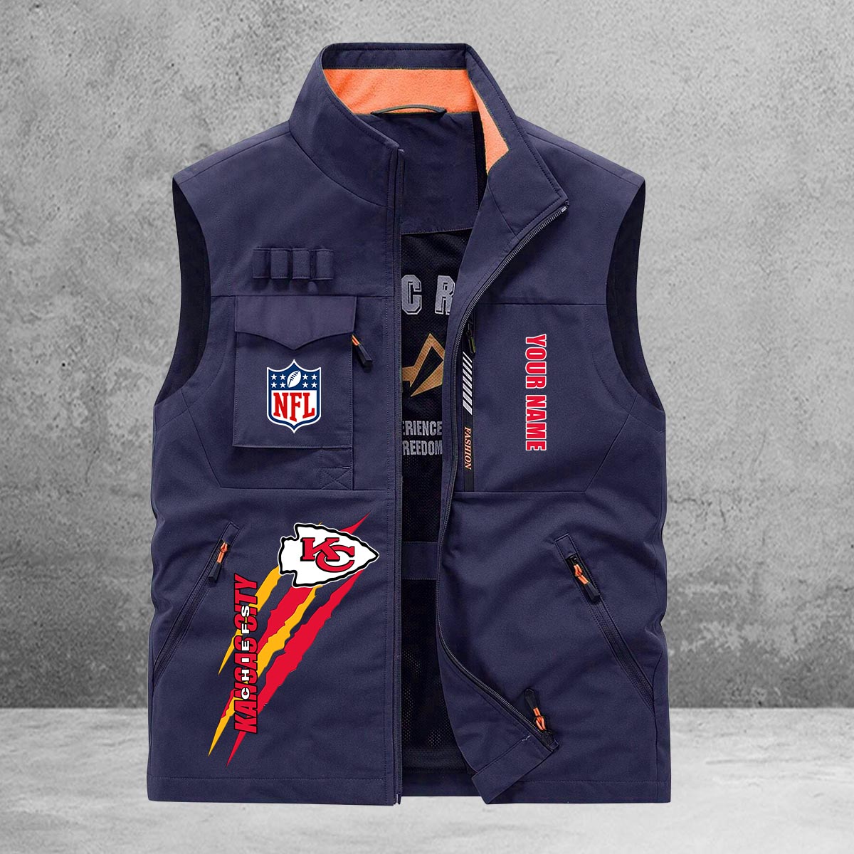 Kansas City Chiefs New Personalized Multi-Pockets Vest AZBTMPV000165