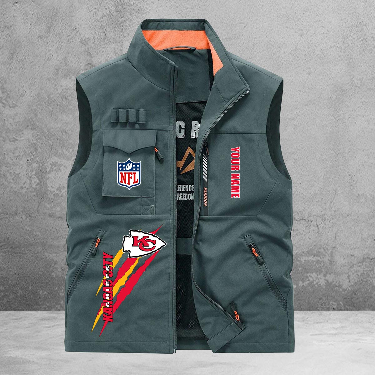 Kansas City Chiefs New Personalized Multi-Pockets Vest AZBTMPV000165