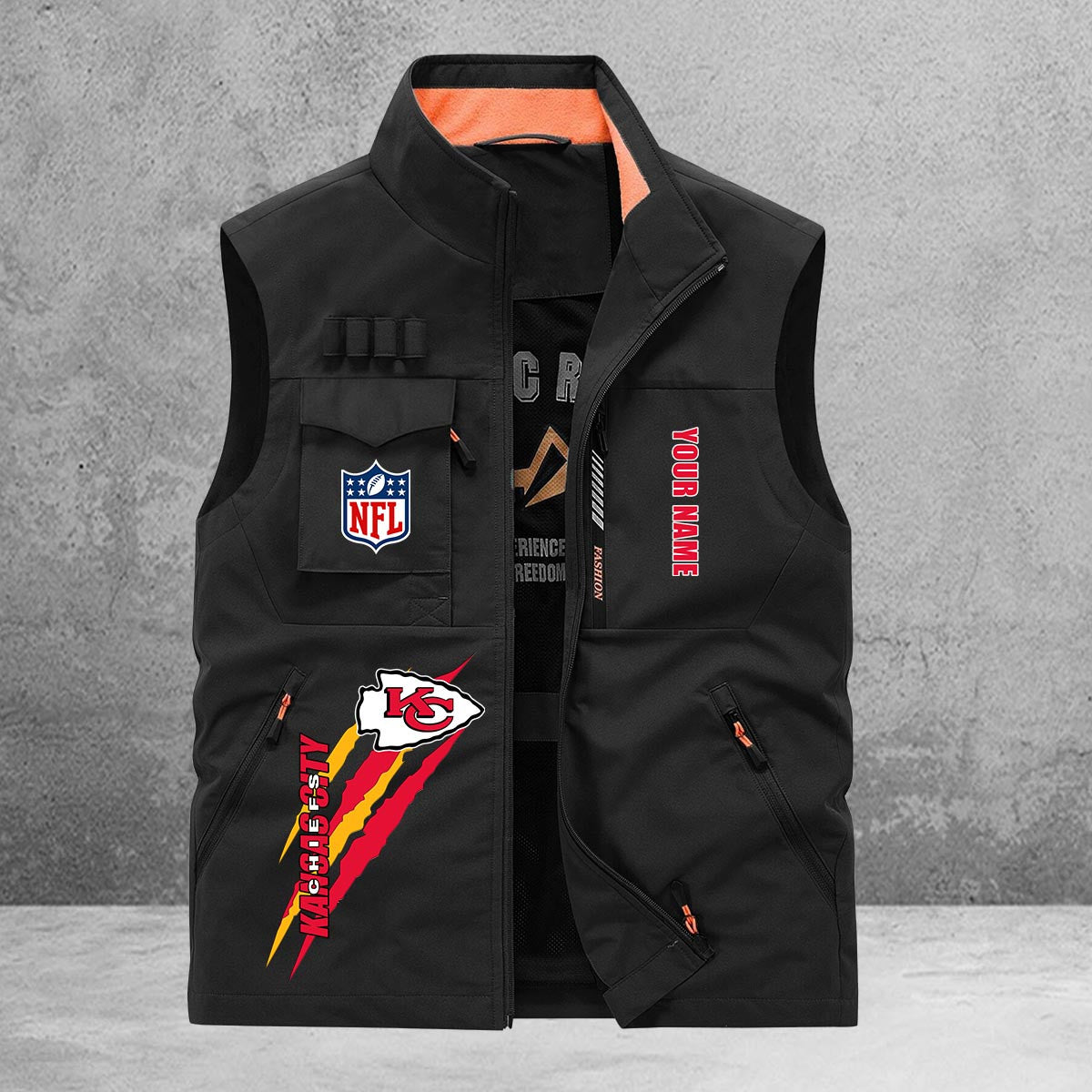 Kansas City Chiefs New Personalized Multi-Pockets Vest AZBTMPV000165