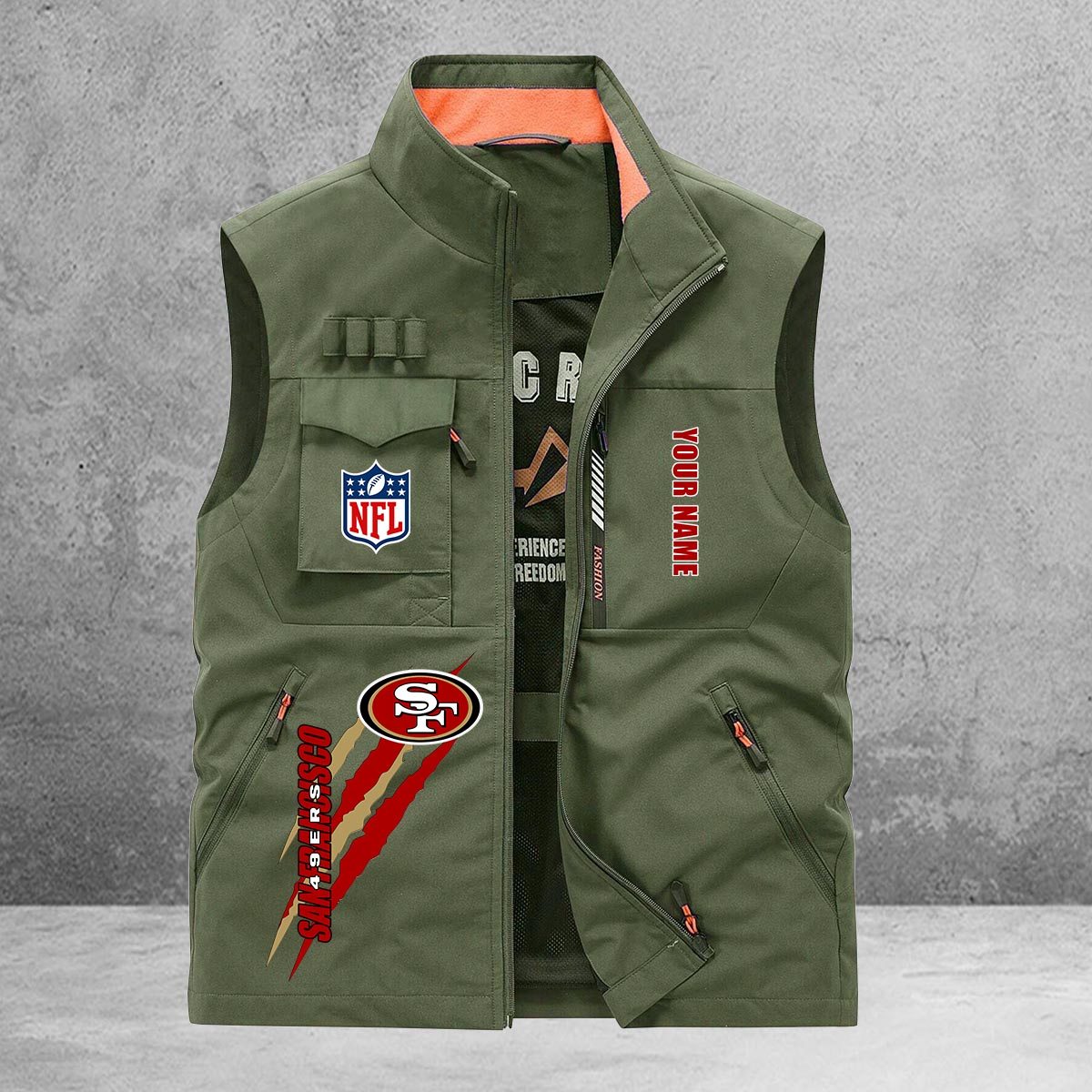 San Francisco 49ers New Personalized Multi-Pockets Vest AZBTMPV000167