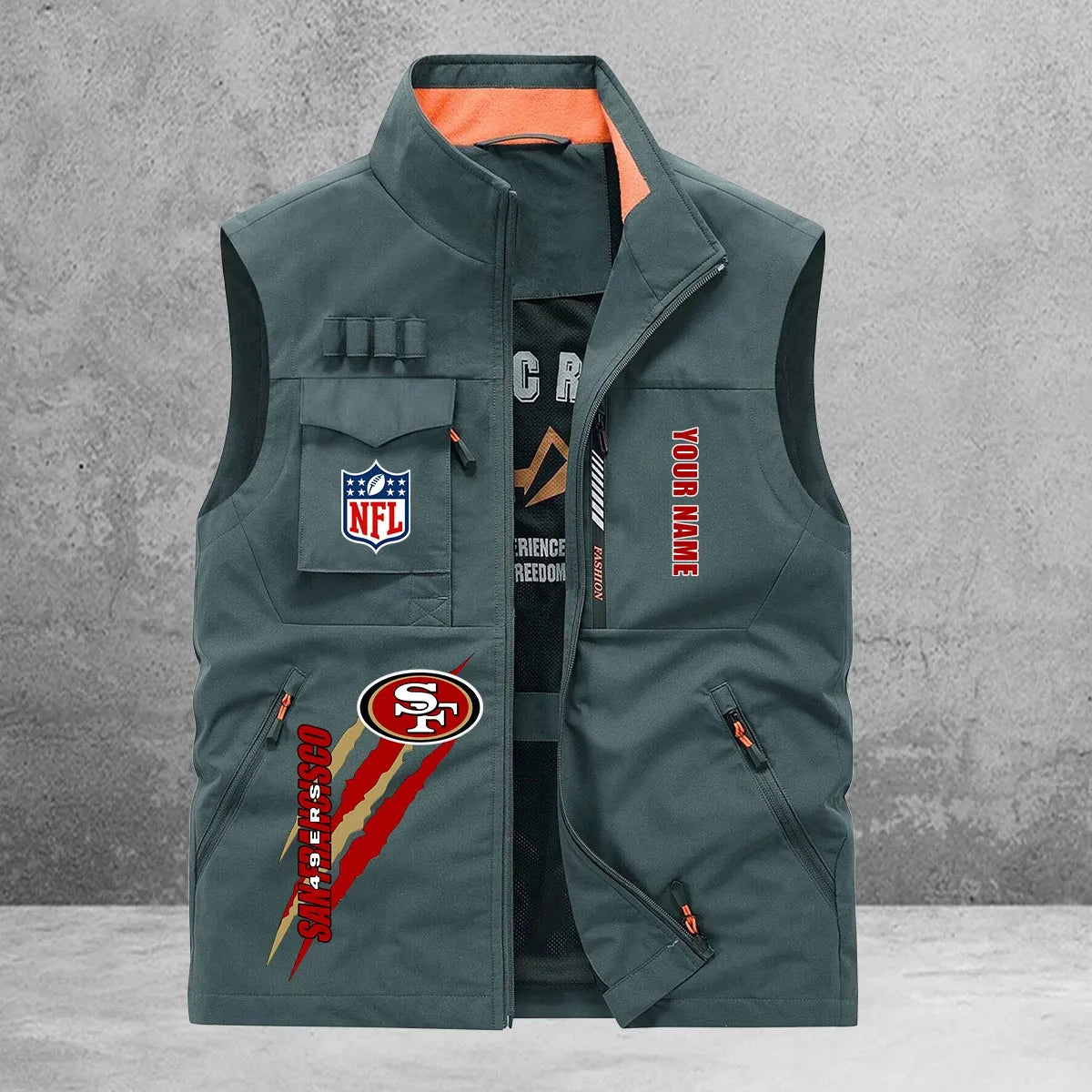 San Francisco 49ers New Personalized Multi-Pockets Vest AZBTMPV000167