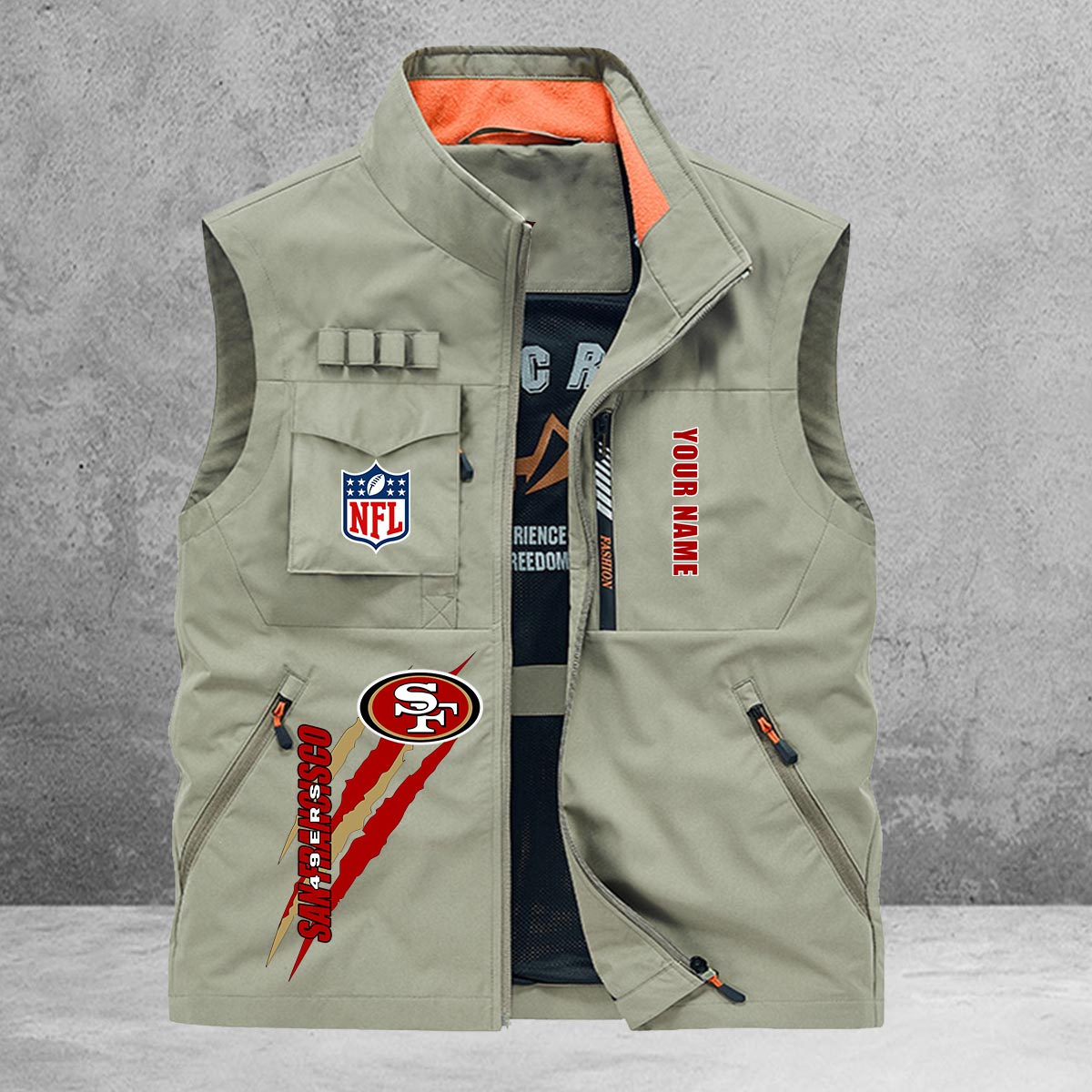 San Francisco 49ers New Personalized Multi-Pockets Vest AZBTMPV000167