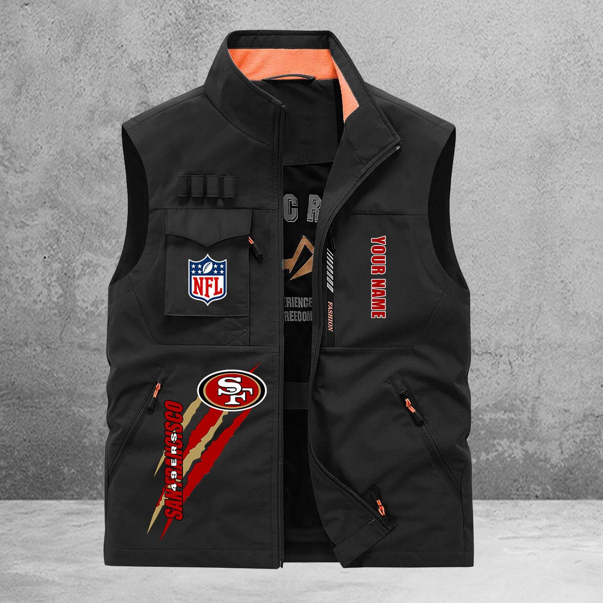San Francisco 49ers New Personalized Multi-Pockets Vest AZBTMPV000167