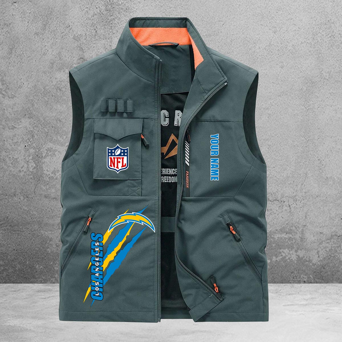 Los Angeles Chargers New Personalized Multi-Pockets Vest AZBTMPV000169