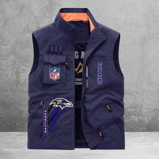 Baltimore Ravens New Personalized Multi-Pockets Vest AZBTMPV000137