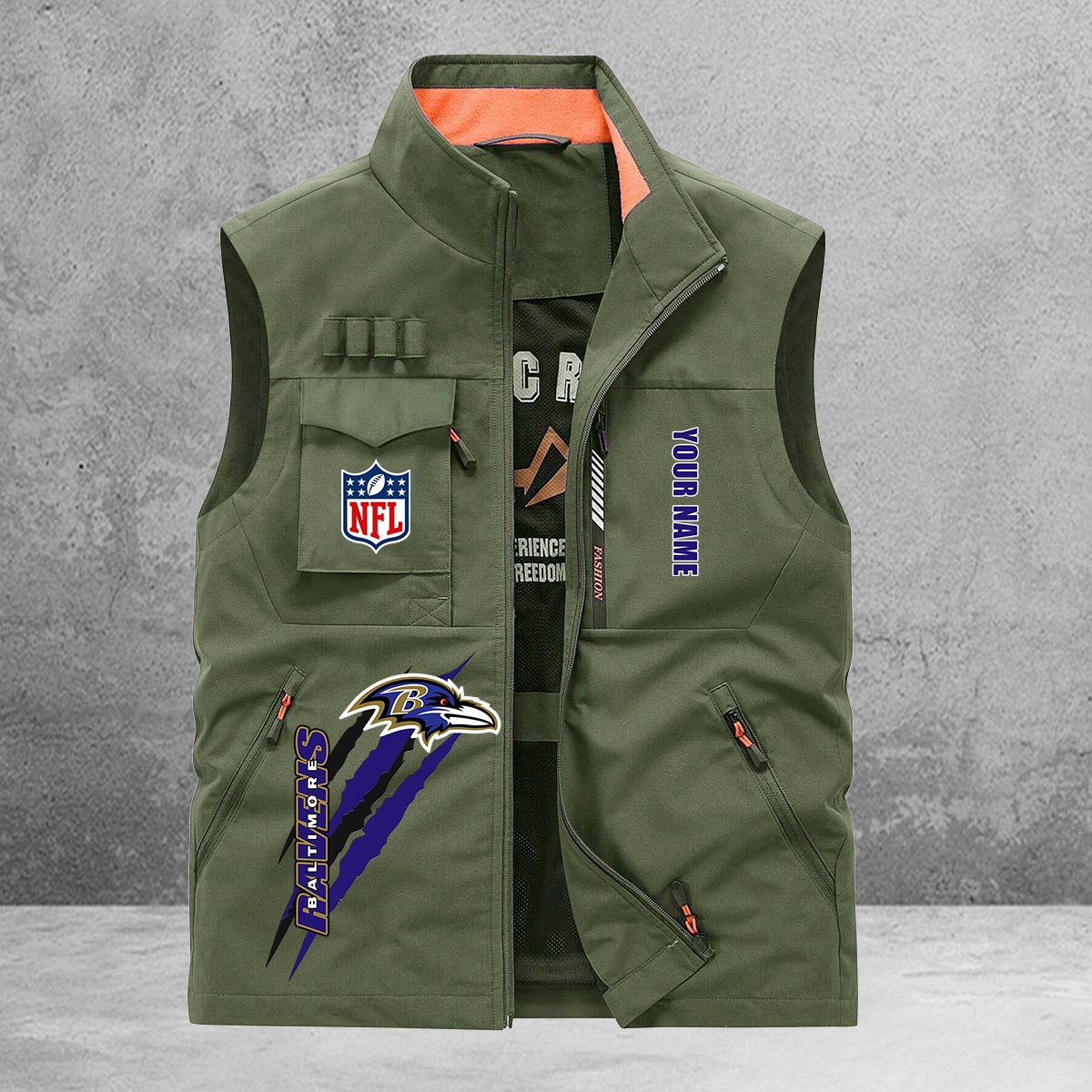 Baltimore Ravens New Personalized Multi-Pockets Vest AZBTMPV000137