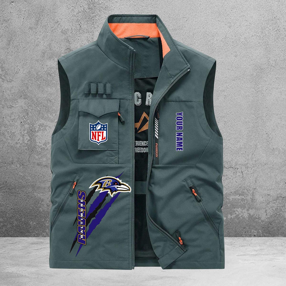 Baltimore Ravens New Personalized Multi-Pockets Vest AZBTMPV000137