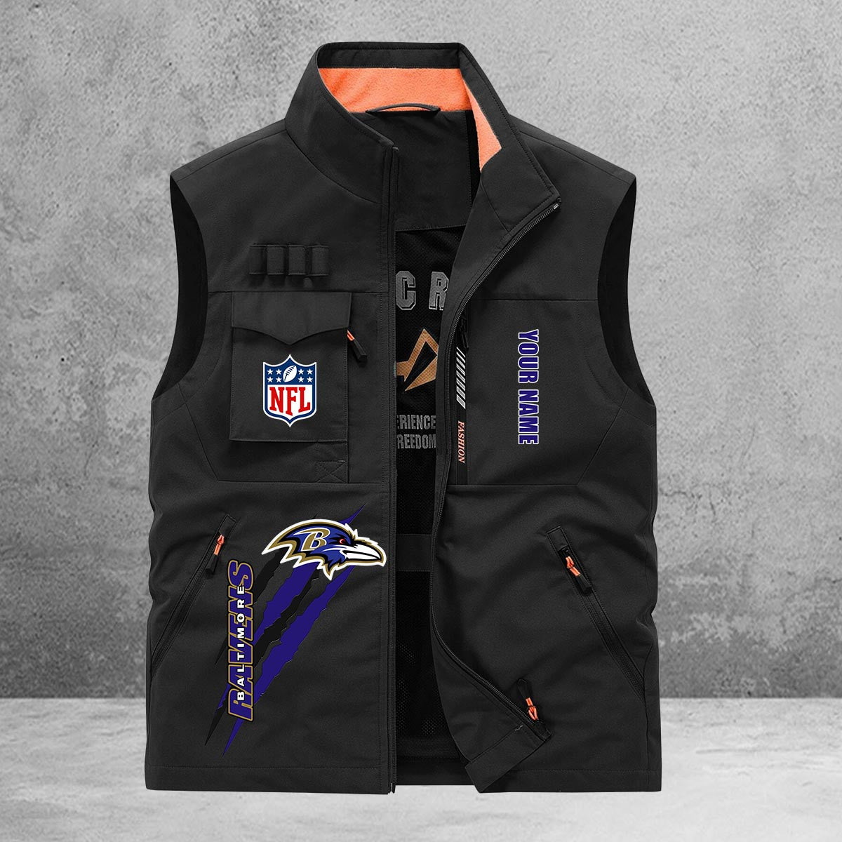 Baltimore Ravens New Personalized Multi-Pockets Vest AZBTMPV000137