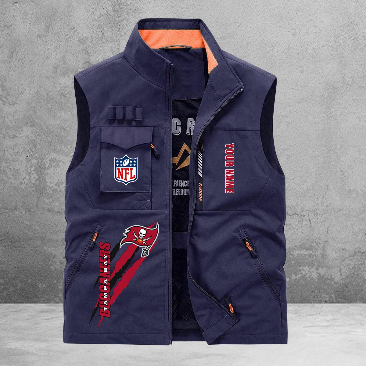 Tampa Bay Buccaneers New Personalized Multi-Pockets Vest AZBTMPV000144