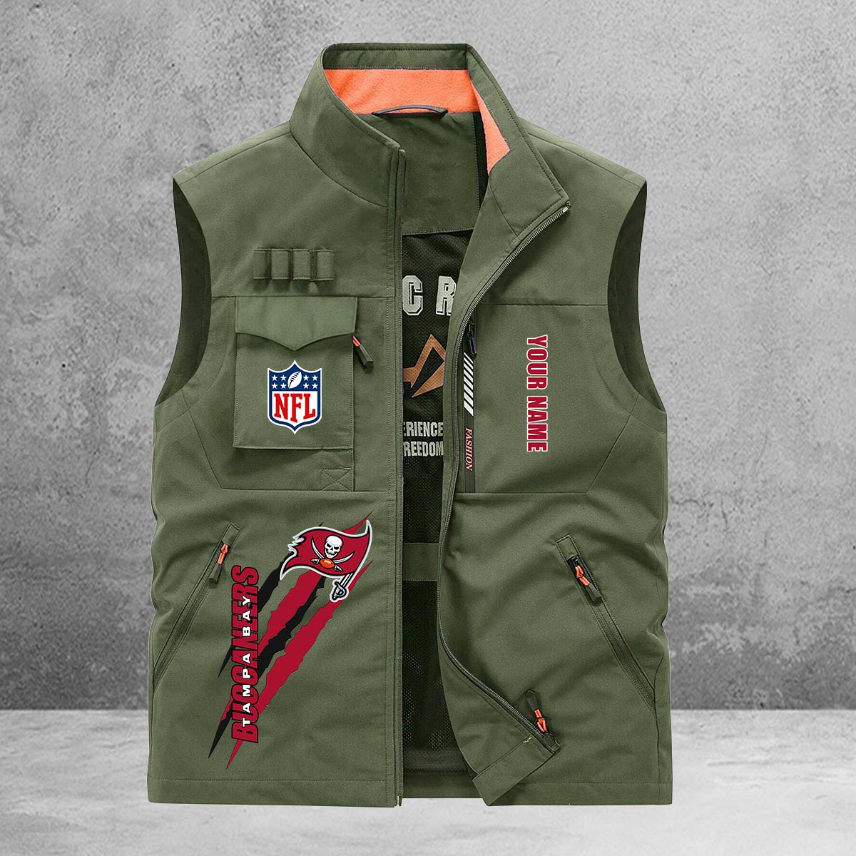 Tampa Bay Buccaneers New Personalized Multi-Pockets Vest AZBTMPV000144