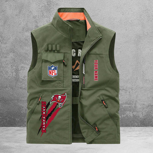 Tampa Bay Buccaneers New Personalized Multi-Pockets Vest AZBTMPV000144