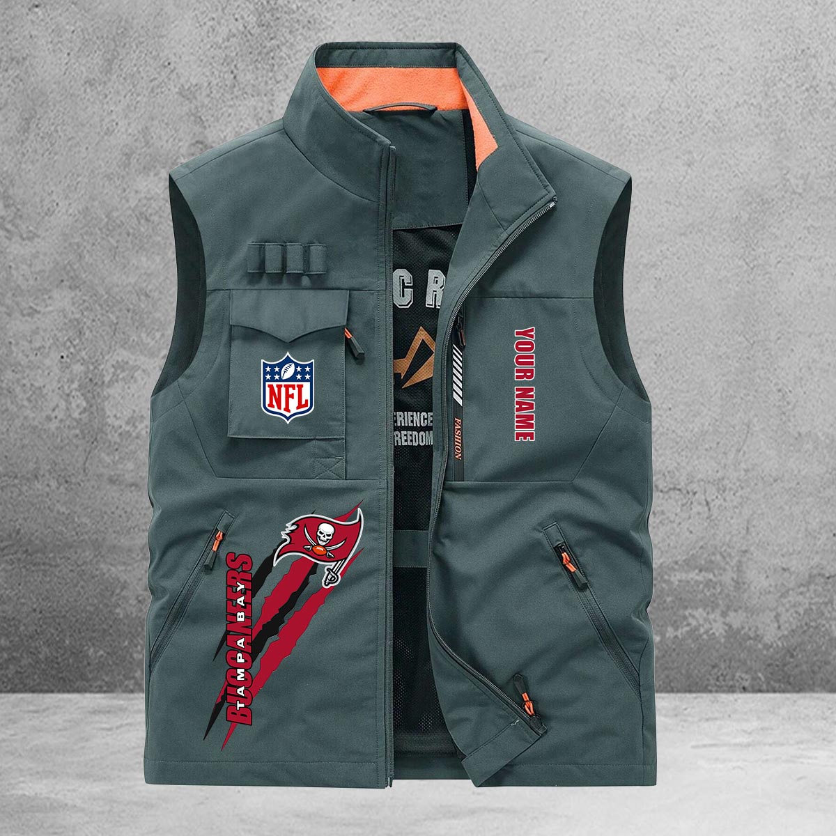 Tampa Bay Buccaneers New Personalized Multi-Pockets Vest AZBTMPV000144