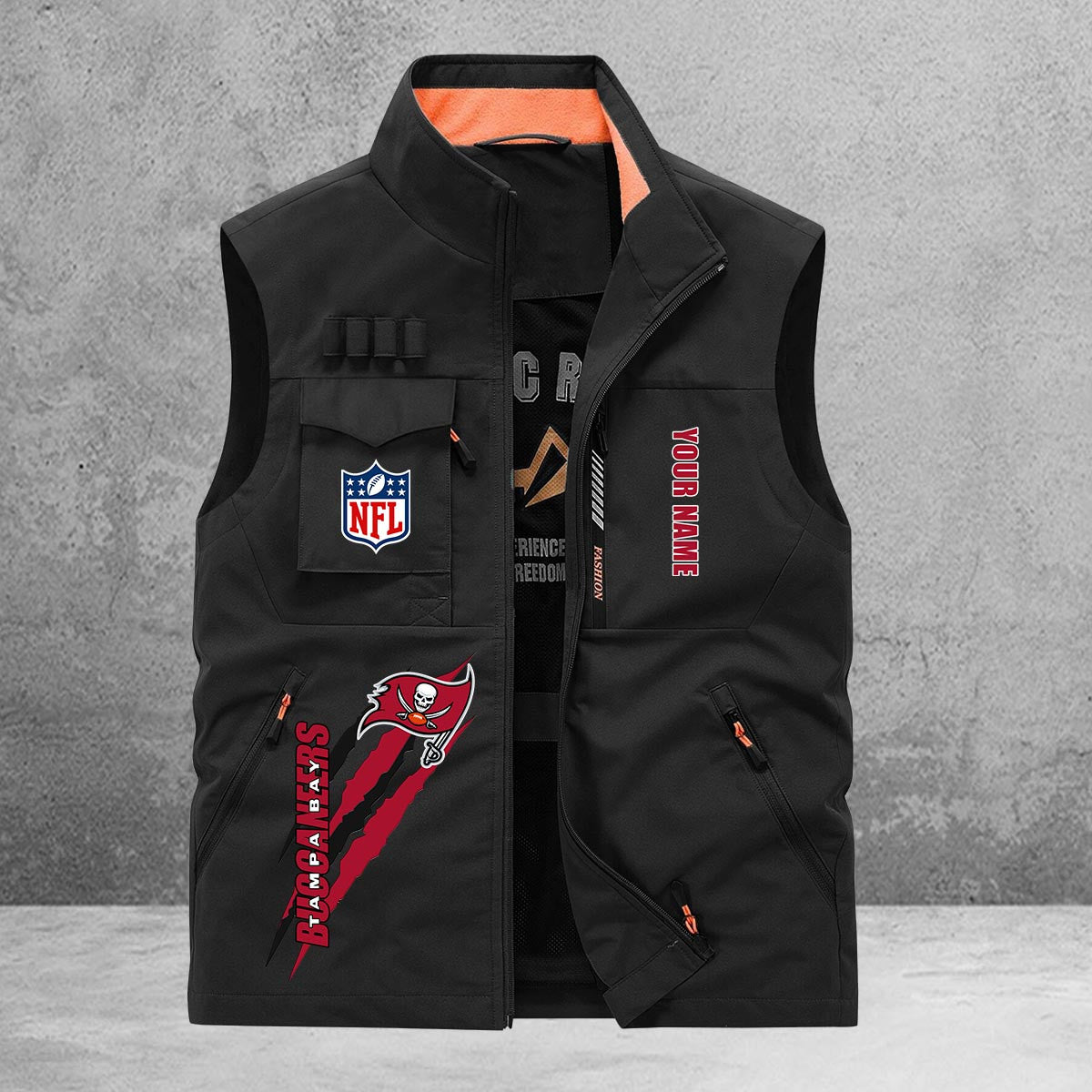 Tampa Bay Buccaneers New Personalized Multi-Pockets Vest AZBTMPV000144