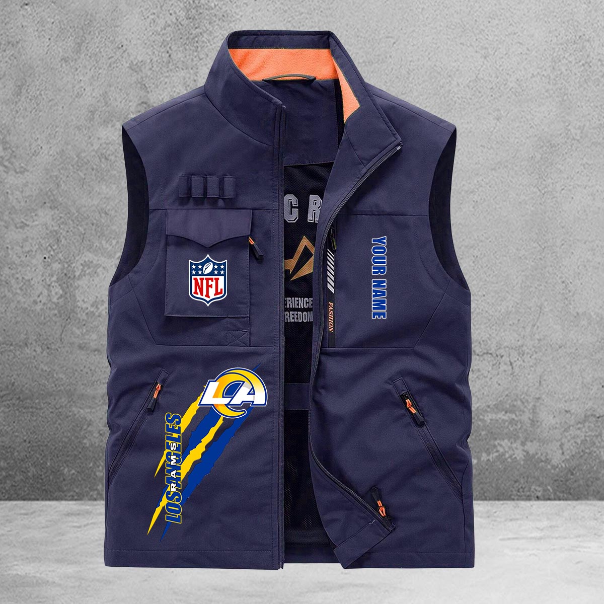 Los Angeles Rams New Personalized Multi-Pockets Vest AZBTMPV000138