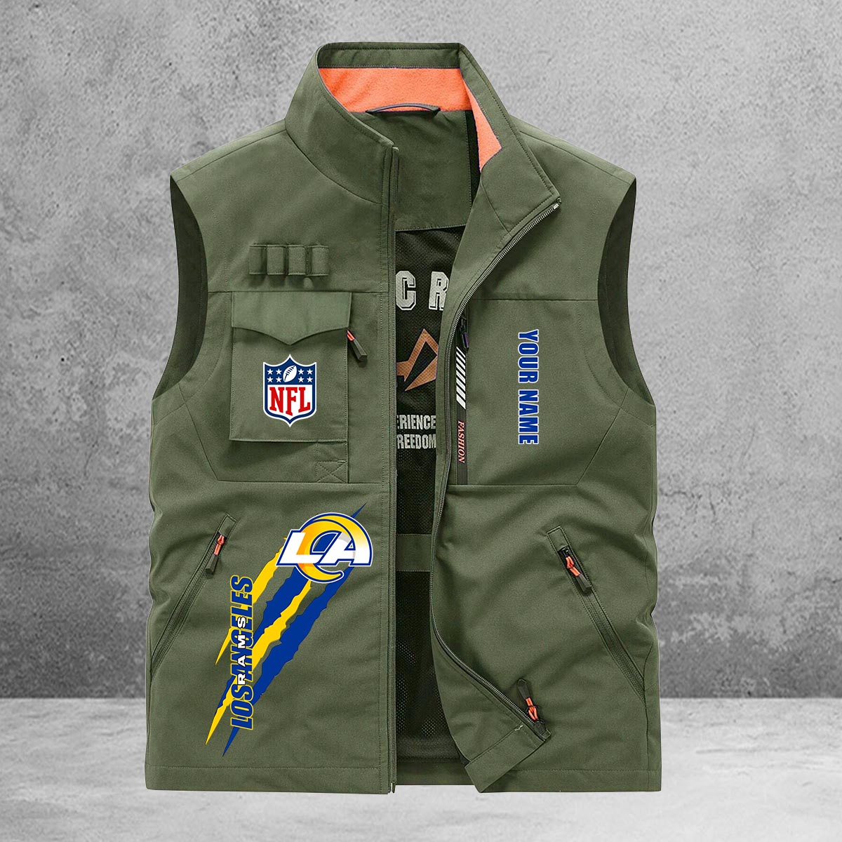 Los Angeles Rams New Personalized Multi-Pockets Vest AZBTMPV000138