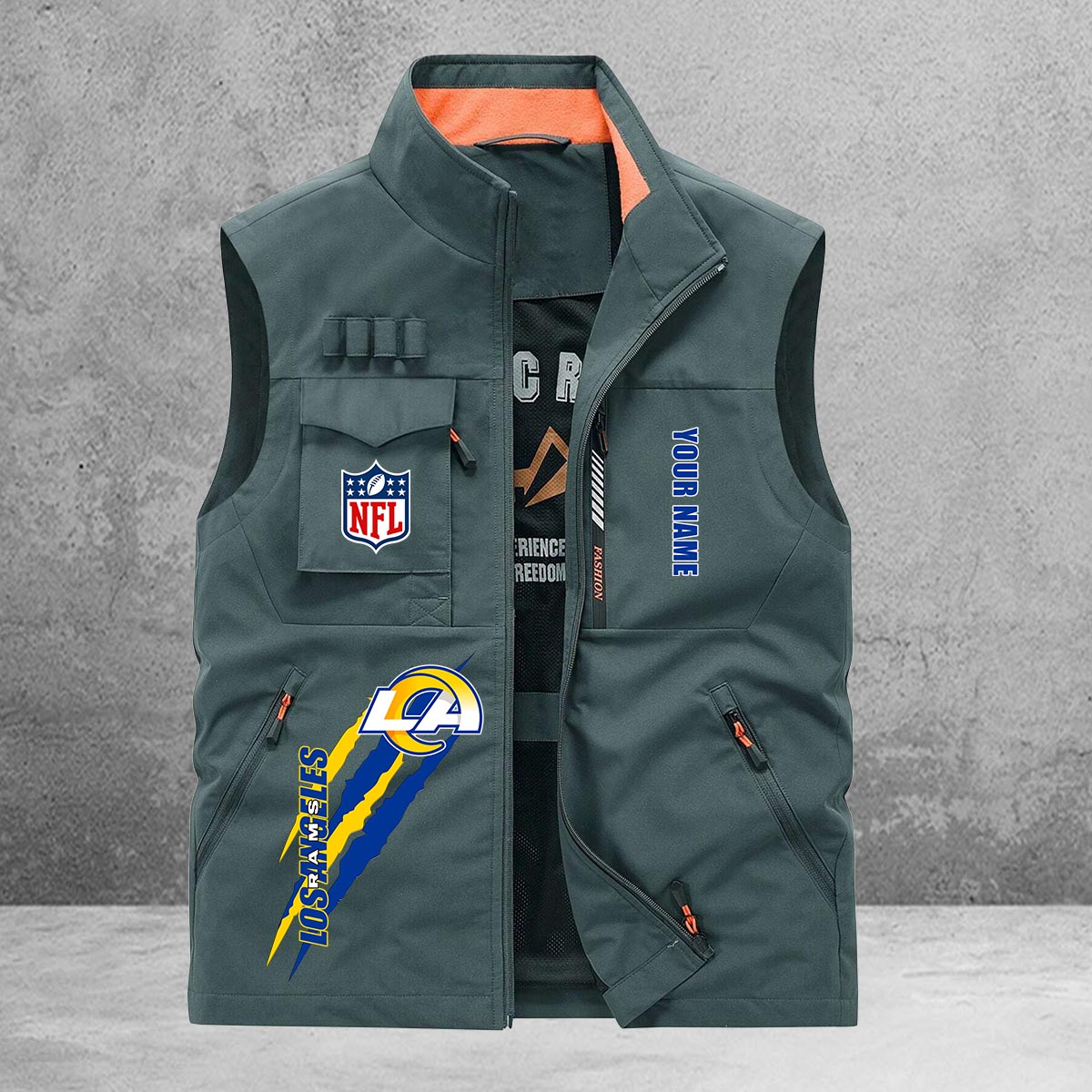 Los Angeles Rams New Personalized Multi-Pockets Vest AZBTMPV000138