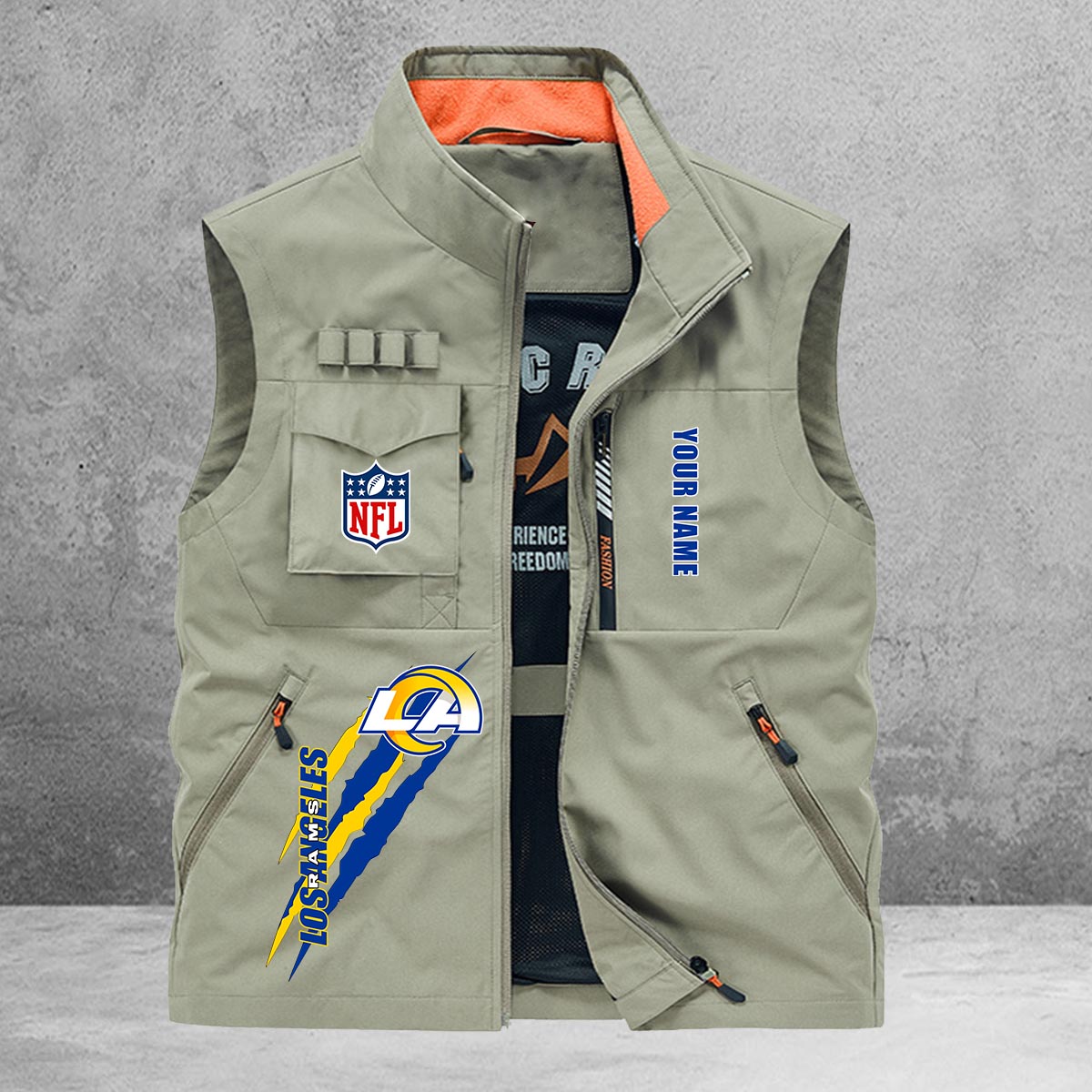 Los Angeles Rams New Personalized Multi-Pockets Vest AZBTMPV000138