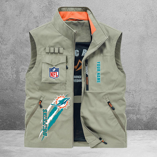 Miami Dolphins New Personalized Multi-Pockets Vest AZBTMPV000139