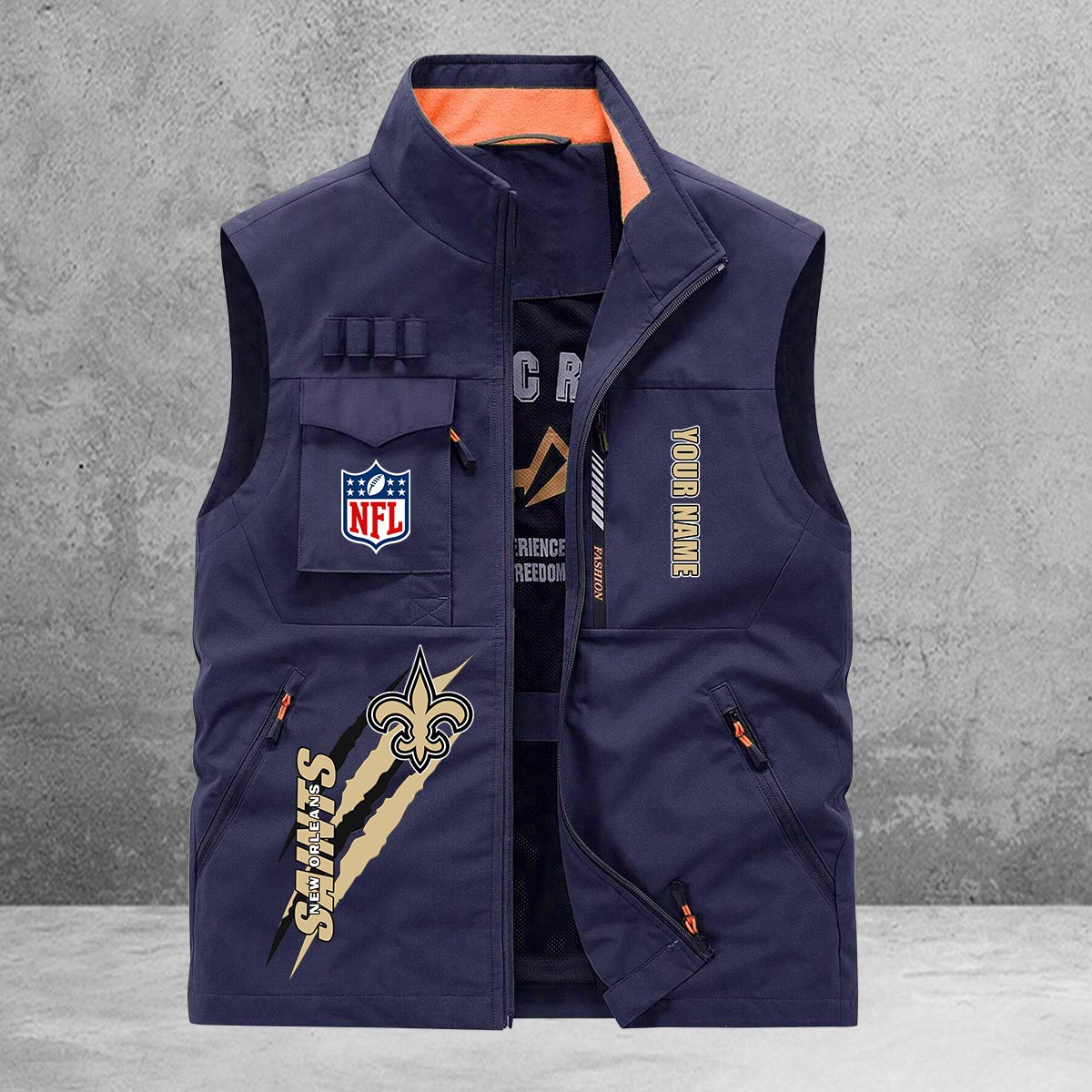 New Orleans Saints New Personalized Multi-Pockets Vest AZBTMPV000141