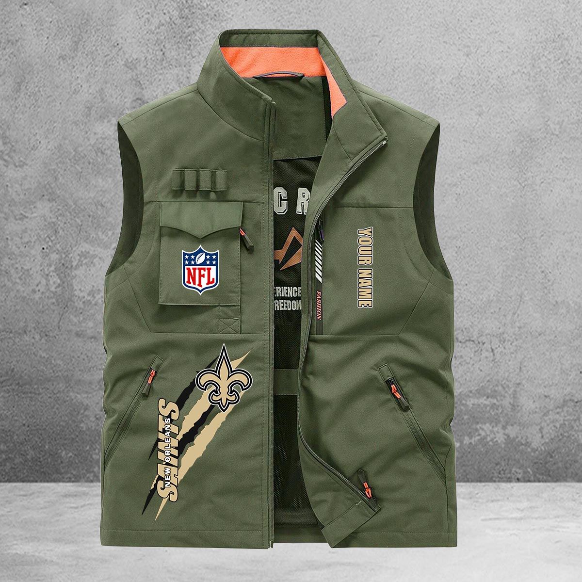 New Orleans Saints New Personalized Multi-Pockets Vest AZBTMPV000141