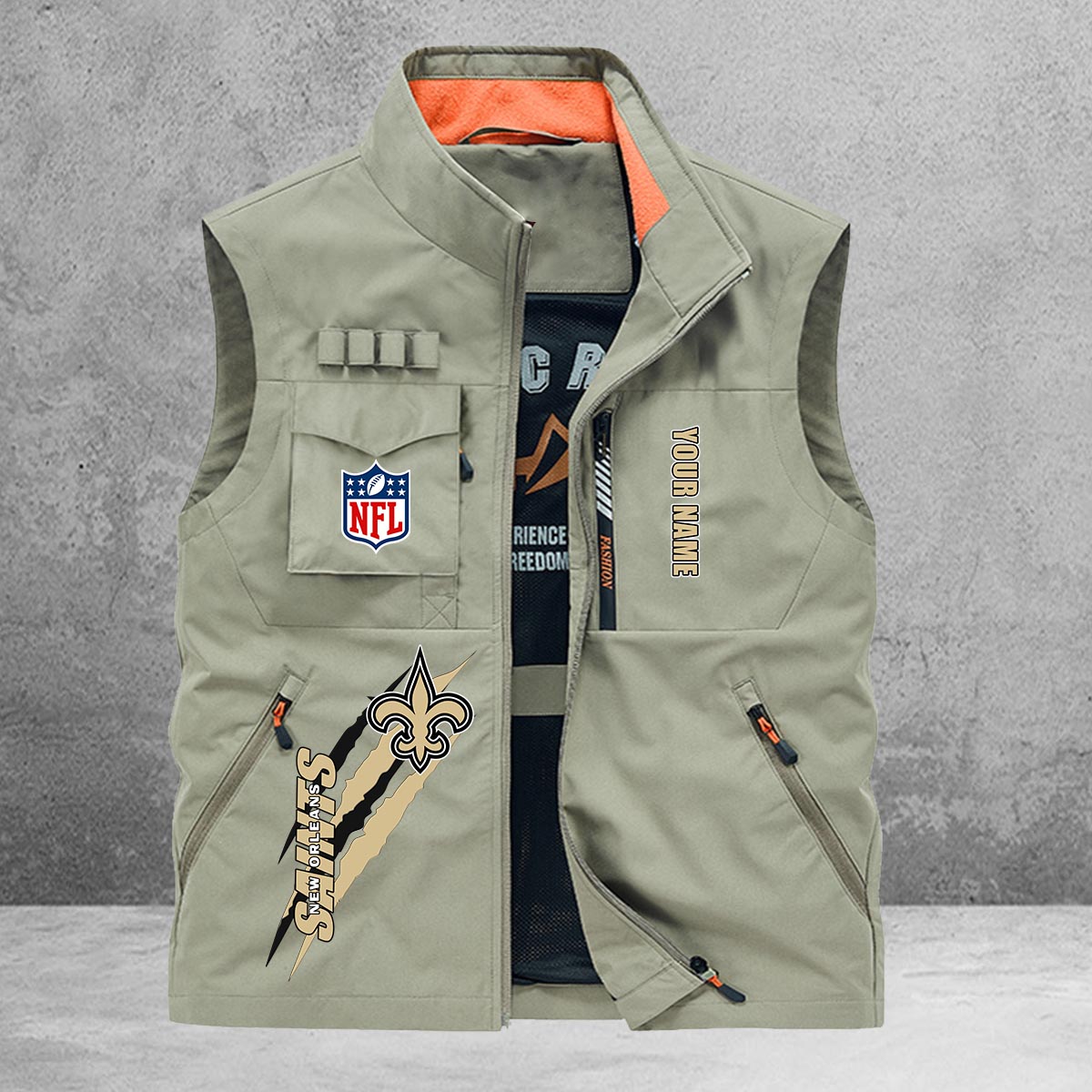 New Orleans Saints New Personalized Multi-Pockets Vest AZBTMPV000141