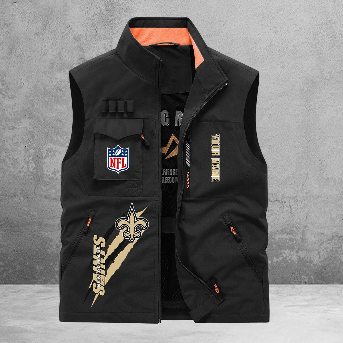 New Orleans Saints New Personalized Multi-Pockets Vest AZBTMPV000141