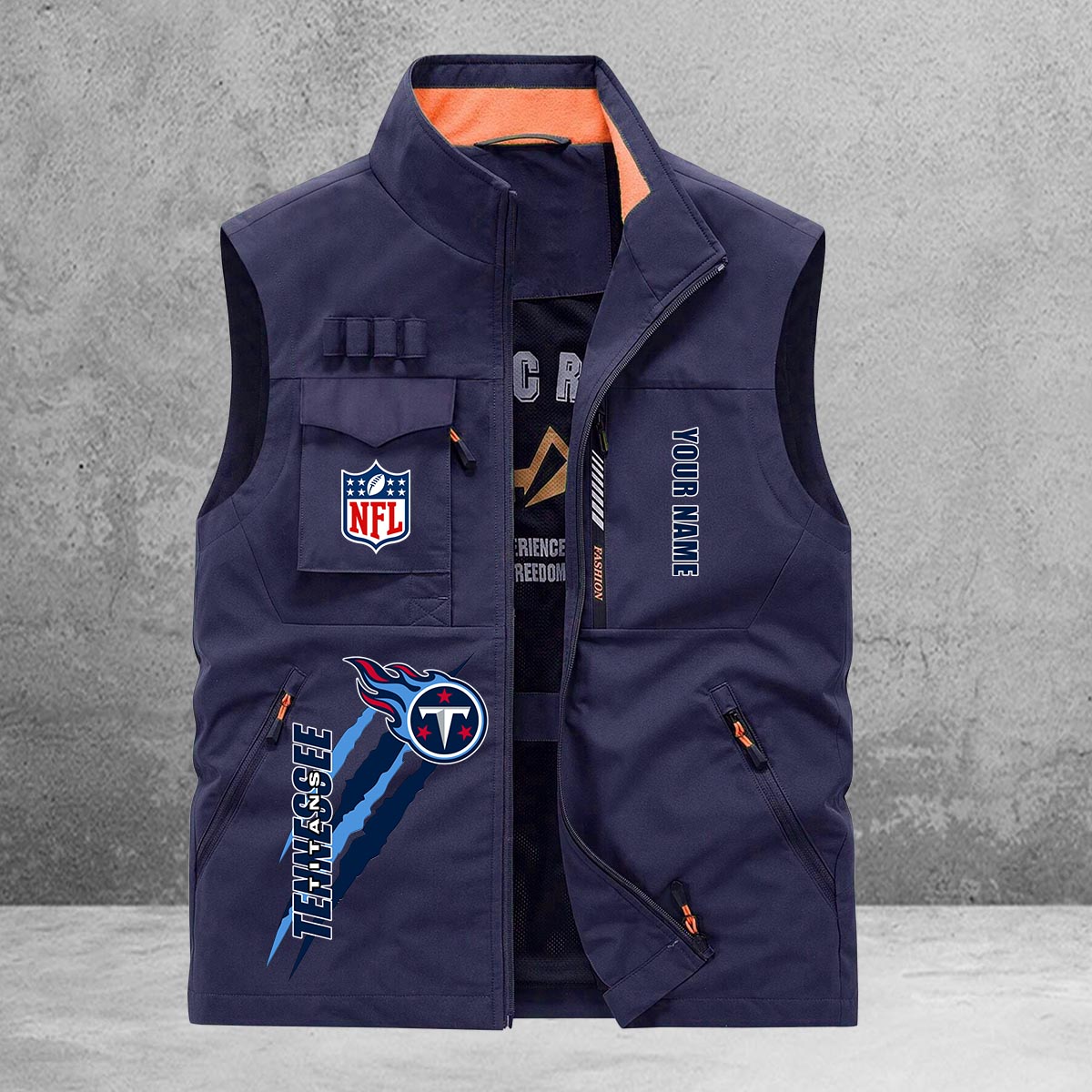 Tennessee Titans New Personalized Multi-Pockets Vest AZBTMPV000142