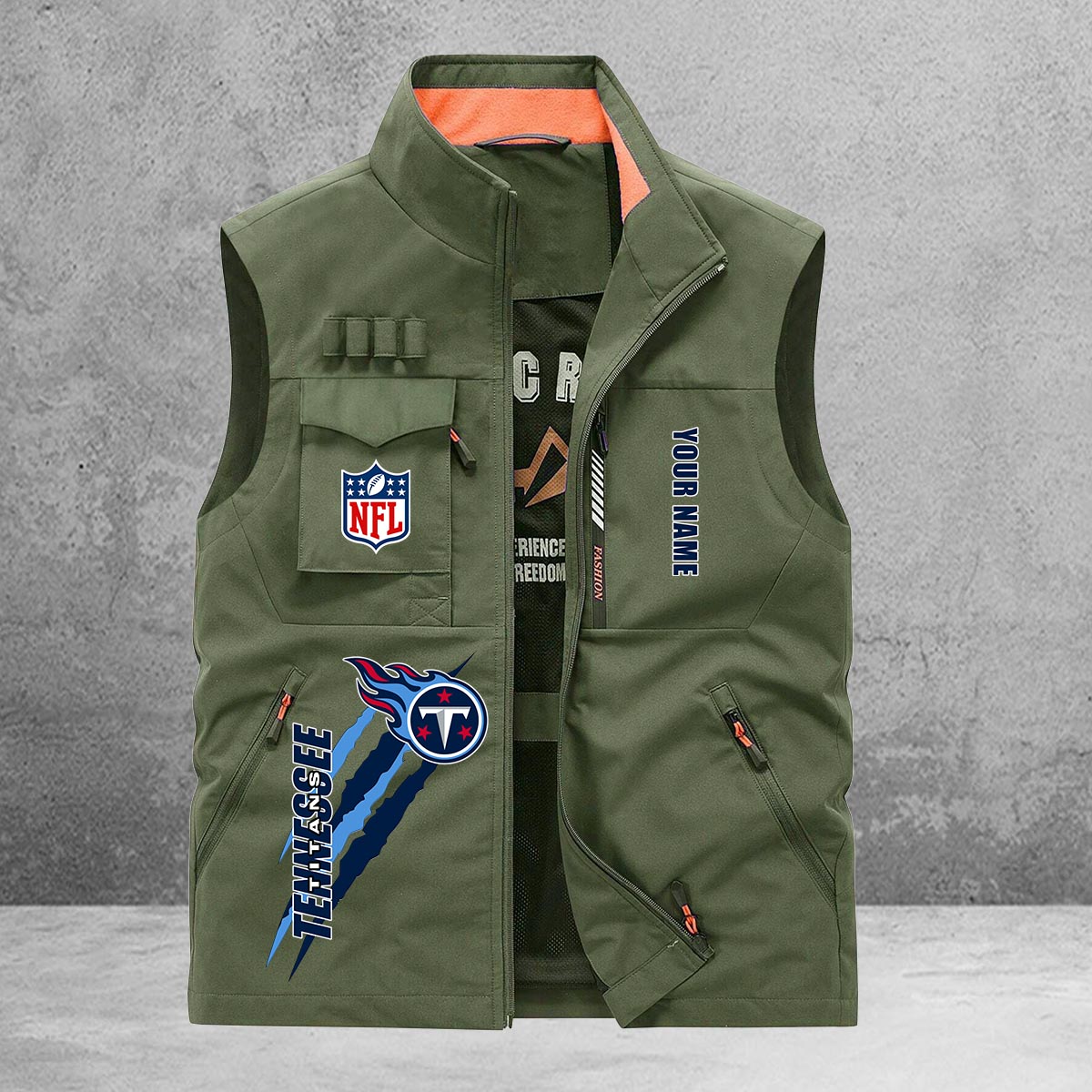 Tennessee Titans New Personalized Multi-Pockets Vest AZBTMPV000142