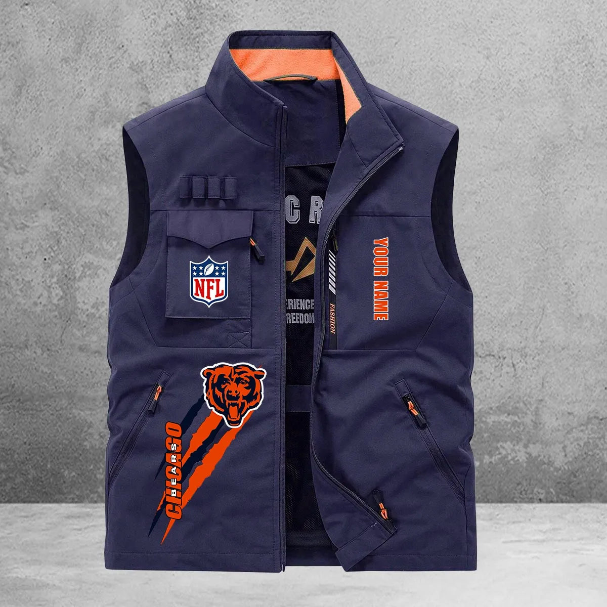 Chicago Bears New Personalized Multi-Pockets Vest AZBTMPV000143